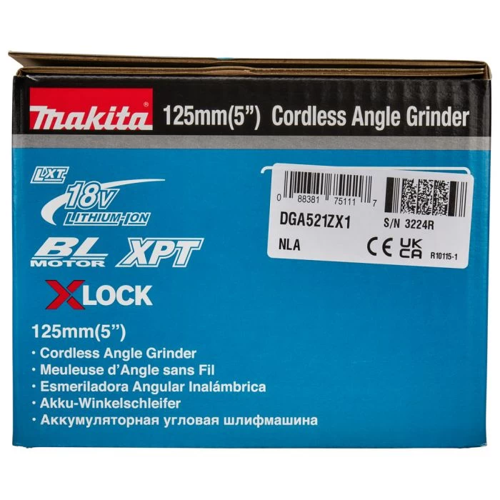 Makita DGA521ZX1 18 V Haakse Slijper 125 Mm X-LOCK - Afbeelding 7